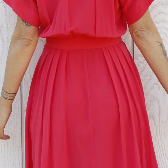 Vintage Raspberry Pink Silk Dress - Picture 5 of 15